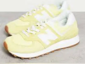 New Balance 574 Fall Suede Sneakers in Lemon Haze Sz 9.5 Grunge Indie Sleaze thumbnail 1