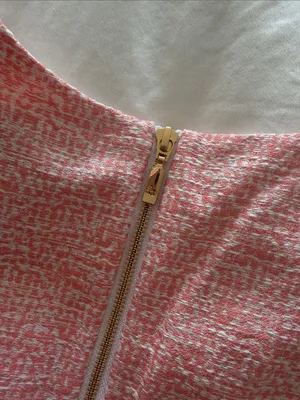 Southern Tide Pink Tweed Sleeveless Shift Dress with Scalloped Hem thumbnail 4