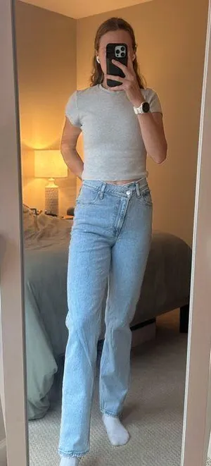 Abercrombie & Fitch Asymmetrical The 90s Straight Ultra High Rise thumbnail 1