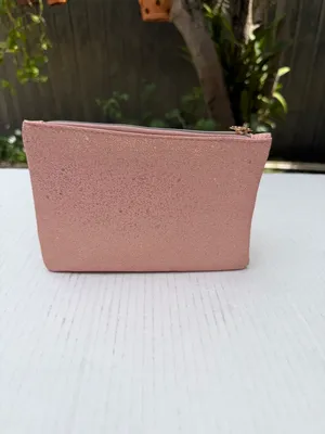 IPSY Pink Glitter Cosmetic Makeup Bag Zipper Pouch Travel Organizer thumbnail 2
