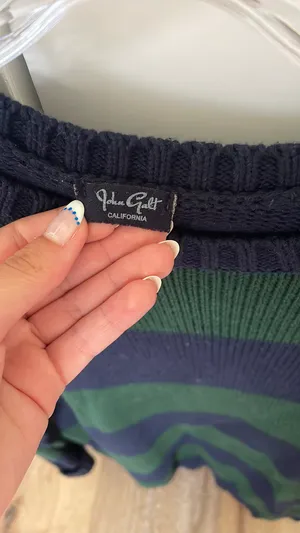 Brandy Melville Blue Green Striped Sweater Navy thumbnail 3