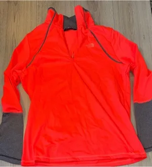 The north face pink grey quarter zip sweatshirt sweater thumbnail 1