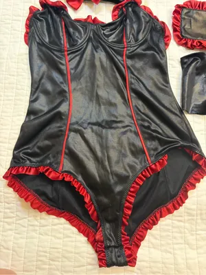 Vintage Hot Topic 5 PCS Burgundy Kitty Cat Costume Set Small Medium S/M Cosplay thumbnail 3