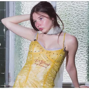 Anyfood Universe Sabrina Lemon Dress Rare Slip Mini Dress‎ Size Small thumbnail 3