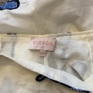 CIEBON Floral Embroidered Wrap Skort Cream Blue Cotton Resort Vacation XS thumbnail 6