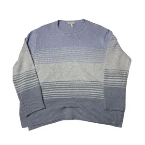 Ella Moss Blue Striped Sweater L Coastal Grandma Nautical Preppy thumbnail 6