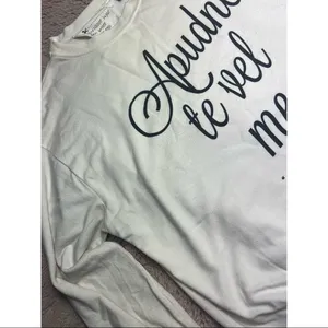 Topshop Tee & Cake Off White Graphic “Your Place or Mine” Sweatshirt Size 8 thumbnail 6