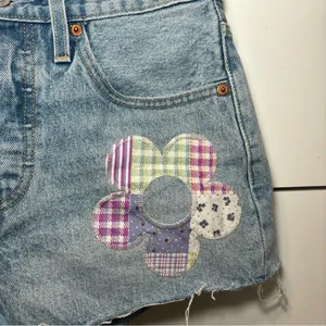 Levi's 501 Denim Shorts High Waisted Daisy Patchwork Shorts thumbnail 6