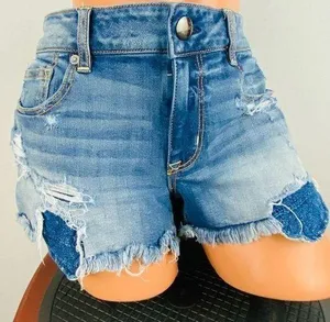 American Eagle Womens 12 360 Super Stretch Shortie Denim Peekaboo Shorts thumbnail 1