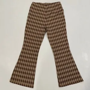 Stitch & Pine Brown Plaid Flare Pants Women’s Small Retro Bell Bottom Checkered thumbnail 2