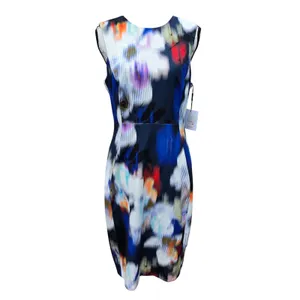 Calvin Klein NWT Blue Blurred Floral Sleeveless Sheath Dress Size 10 thumbnail 2