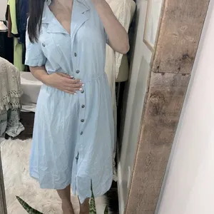 Leslie Fay vintage Blue Puff Sleeve dress size large thumbnail 2