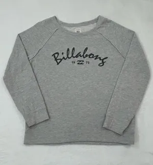 Billabong Surfer Skater Light Gray Round Neck Pullover Sweatshirt Women’s L thumbnail 1