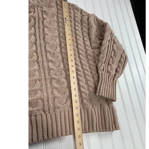 SO Women XXL Tan Brown Cable Knit Chenille Sweater Crewneck Oversized Cozy thumbnail 6