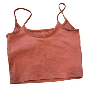 Vuori Women's Rib Crop Tank Top Mauve Pink Built-In Shelf Bra | Estimated Small thumbnail 2