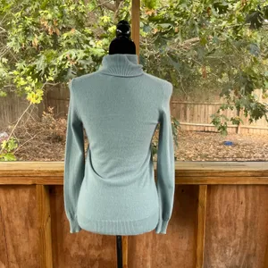 Ann Taylor Women's 100% Cashmere Turtleneck Sweater Seafoam Green/Blue Size S thumbnail 3