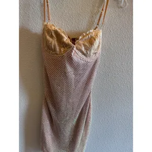 Outcast Bonjour Mini Dress‎ Blush Pink Rhinestone Mesh Lace Trim Medium NWT $165 thumbnail 4