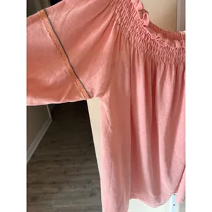 Easel Pink Off The Shoulder Embroidered Floral Boho Peasant Blouse Top Large thumbnail 4