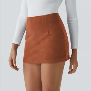 Halara NWT High Waisted 2-in-1 A Line Mini Corduroy Skort Women’s XL Baked Clay thumbnail 3