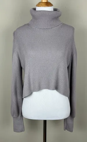 Wilfred Aritzia Sweater Small Cropped Turtleneck Merino Wool‎ Ribbed Pullover S thumbnail 1