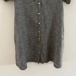 Tahari 100% Linen Dress With Chambray Coloring and convenient side pocket M thumbnail 3