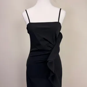 Bardot Likely Rona Ruffle Midi‎ Dress Square Neck Black Cocktail Dress 4/XS thumbnail 5
