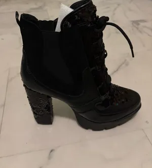 Cape Robbin Black Sequin Lace-Up Ankle Boots thumbnail 7