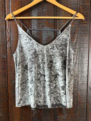 American Eagle Crushed Velvet V-Neck Tank Top Medium thumbnail 1