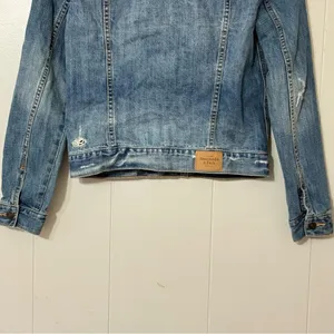 Abercrombie & Fitch Denim Jean Jacket Womens S Blue Distressed Classic thumbnail 12