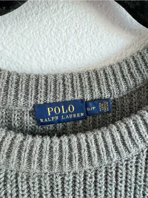 Polo Ralph Lauren Grey Boxy Ribbed Cropped Cotton Pullover Sweater Fisherman thumbnail 2