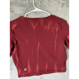 Lululemon Wunder Train Cropped Long Sleeve Shirt Sun Bleached Wash Red Merlot 6 thumbnail 4