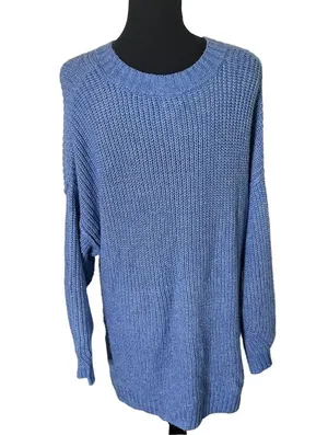 American Eagle AE Blue Oversized Dreamspun Long Sleeve Crew Neck Sweater Medium. thumbnail 3