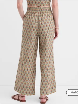 LOFT Beach Floral Linen Cotton Wide Leg Pants Large Petite LP thumbnail 2