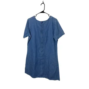 Blue‎ J Vintage Denim Shift Dress Large Tropical Palm Tree Shell Embroidery L thumbnail 7