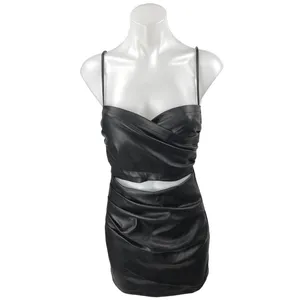 ASTR The Label Black Faux Leather Vegan Cutout Sleeveless Cami Bodycon Dress XS thumbnail 2