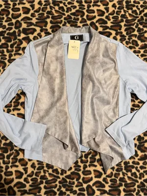 2000s vintage style cropped metallic snake animal print pattern shrug jacket thumbnail 2