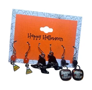 Happy Halloween Witch Hat Candy‎ Corn Trick or Treat Earrings Set thumbnail 1