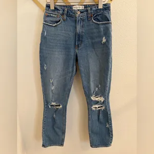 Abercrombie & Fitch The Mom High Rise Curve Love Distressed Jeans 26 2 thumbnail 3