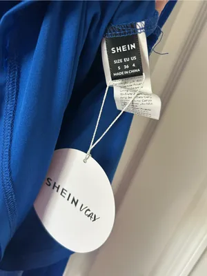 SHEIN Strapless Colbalt Blue Maxi Dress Color Block Twisted Cut-Out Bodice Sheer thumbnail 4