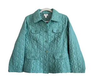 Ann Taylor Loft Women's Mint Green Quilted Puffer Jacket Lightweight Size‎ 10 thumbnail 1