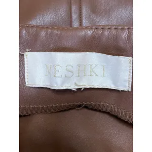 Meshki Women's Brown Fleece Lined High Rise Faux Leather Vegan Mini Shorts Sz M thumbnail 4
