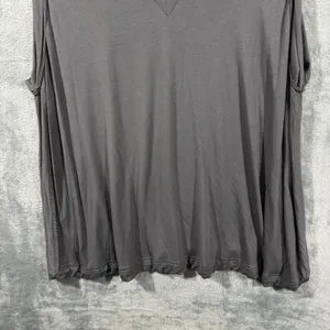 POL Tank Top Charcoal Grey V-Neck Pleated Shoulder Hem Size Large thumbnail 6
