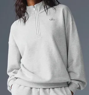 Alo Yoga Accolade 1/4 Zip Pullover Athletic Heather Grey S thumbnail 1