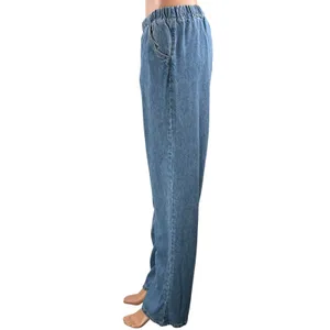 Zara Women's Blue Elastic Waist High Rise Straight Relaxed Denim Jeans Size 4 thumbnail 2