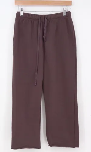 Unbranded Sweatpants Womens S Wide Leg Plum Raw Hem Excellent thumbnail 1