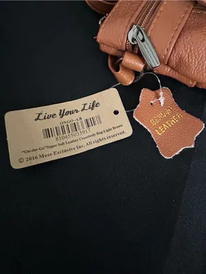 Maze On The Go Genuine Soft Leather Tan Crossbody Bag Purse NWT thumbnail 8