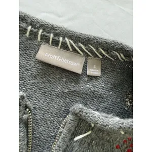Croft & Barrow Ramie Silk Christmas‎ Sweater zip up cardigan Cardinal Floral thumbnail 3