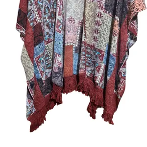 UMGEE Duster Cardigan Womens Medium Large Multicolor Boho Fringe Open Kimono thumbnail 4