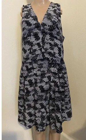 $325 Anthropologie Rebecca Taylor 10 Silk Mini Gray Dress Summer Storm Snakeskin thumbnail 2