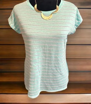 Stylus‎ short sleeve top white and robin blue small thumbnail 1